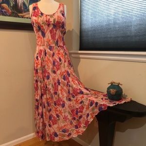 Vtg Lola R Rayon Floral Print Flowy Tea Dress - 30's style - S